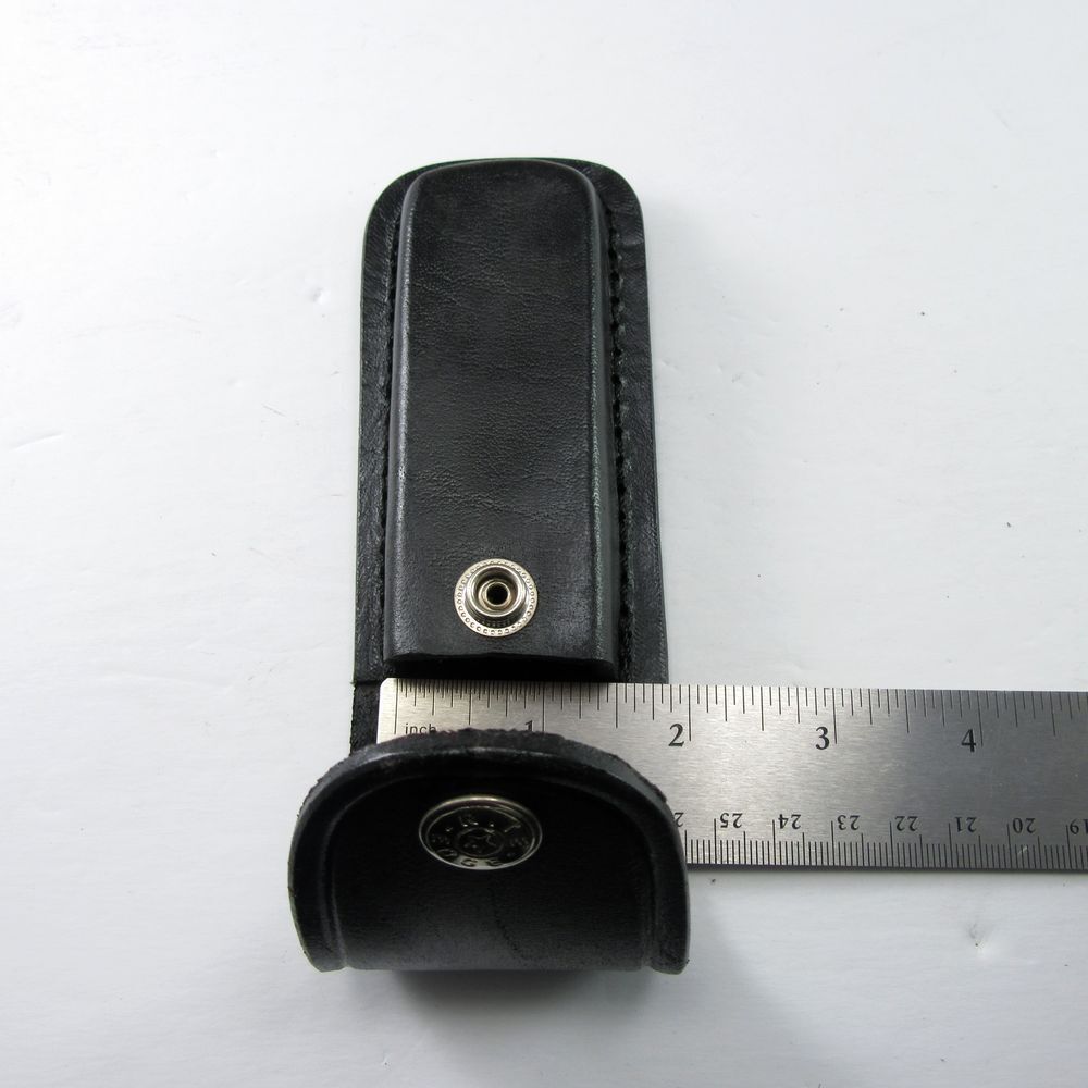 NEW Pocket Knife Sheath Black Genuine Leather Belt Case For 5" Folding Knife