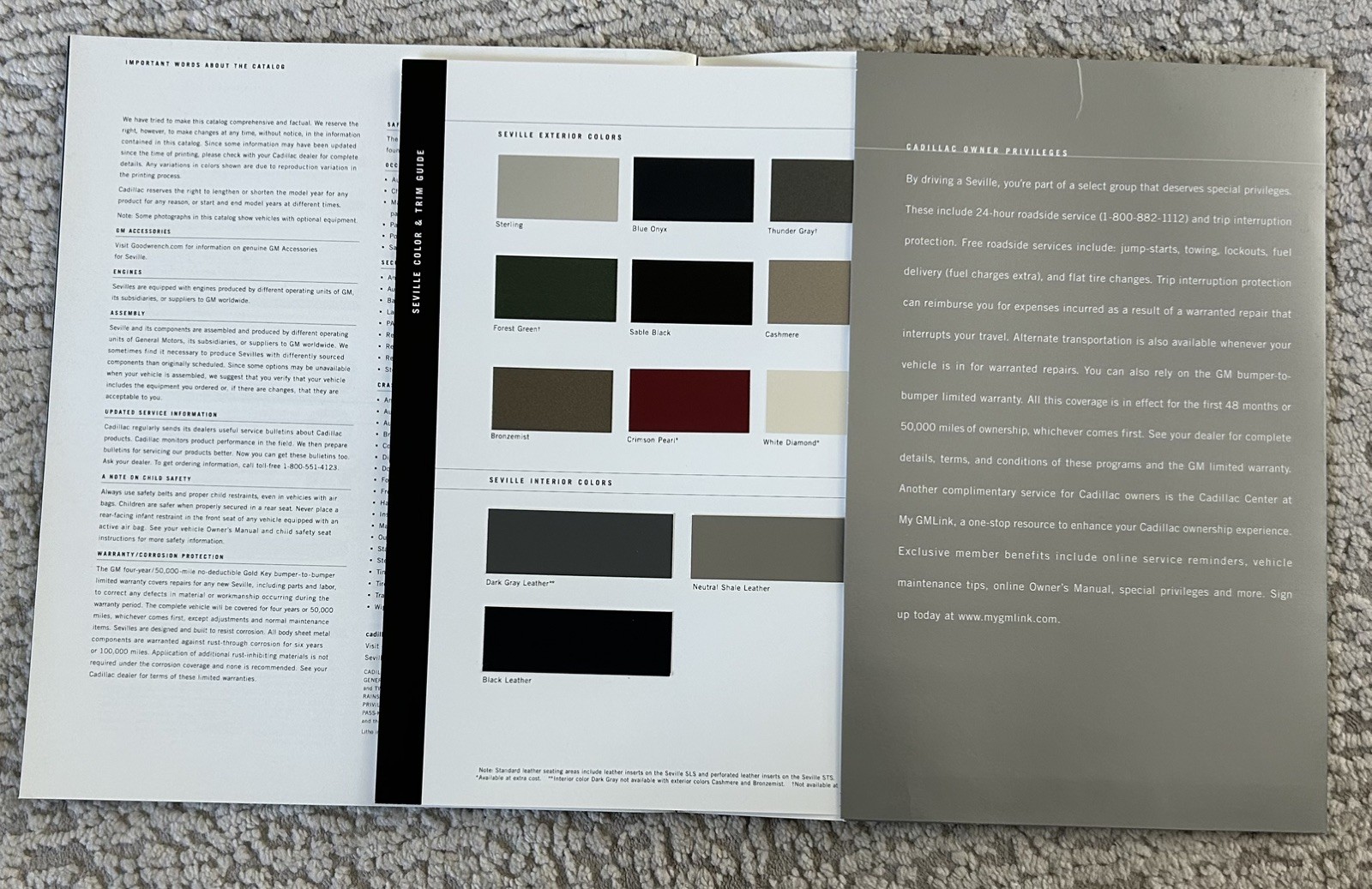 2003 Cadillac Seville Sales Brochure, mint condition