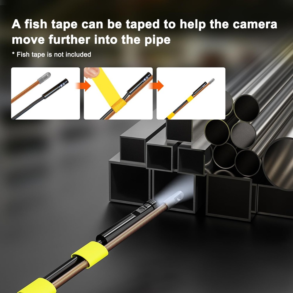 Triple Lens Inspection Drain Camera, 5 IPS Split Screen Borescope with Light & 3