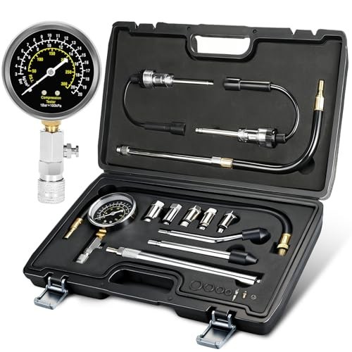 13pcs Compression Tester & Spark Plug Tester - 300PSI Engine Gauge Tool