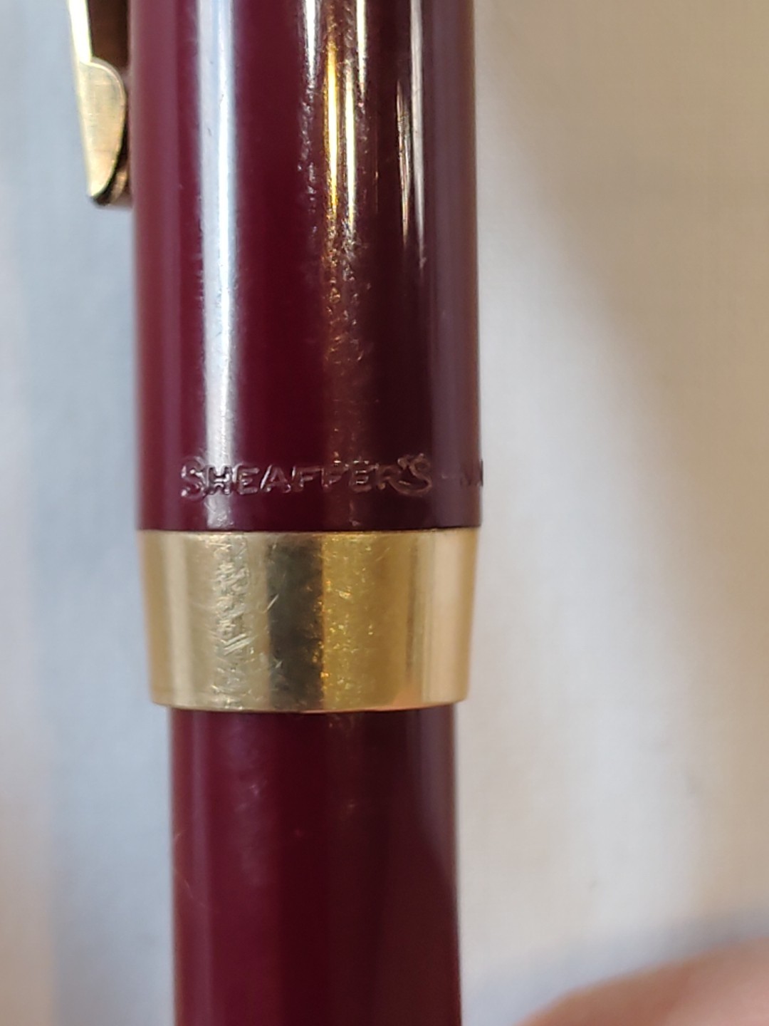 Sheaffer Touch down Bordeaux Plastic Gold Plated Fine Nib Fountain Pen USA