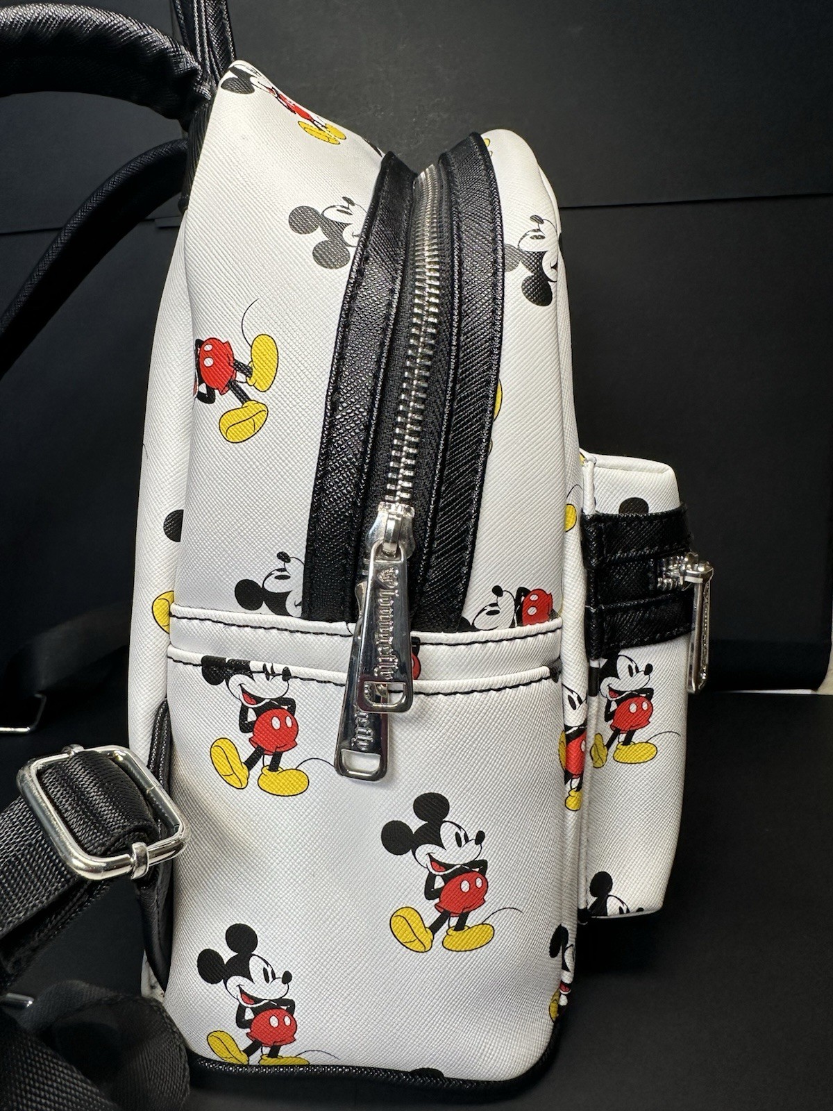 Loungefly Disney Classic Mickey Mouse Mini Backpack White Red Adjustable Straps