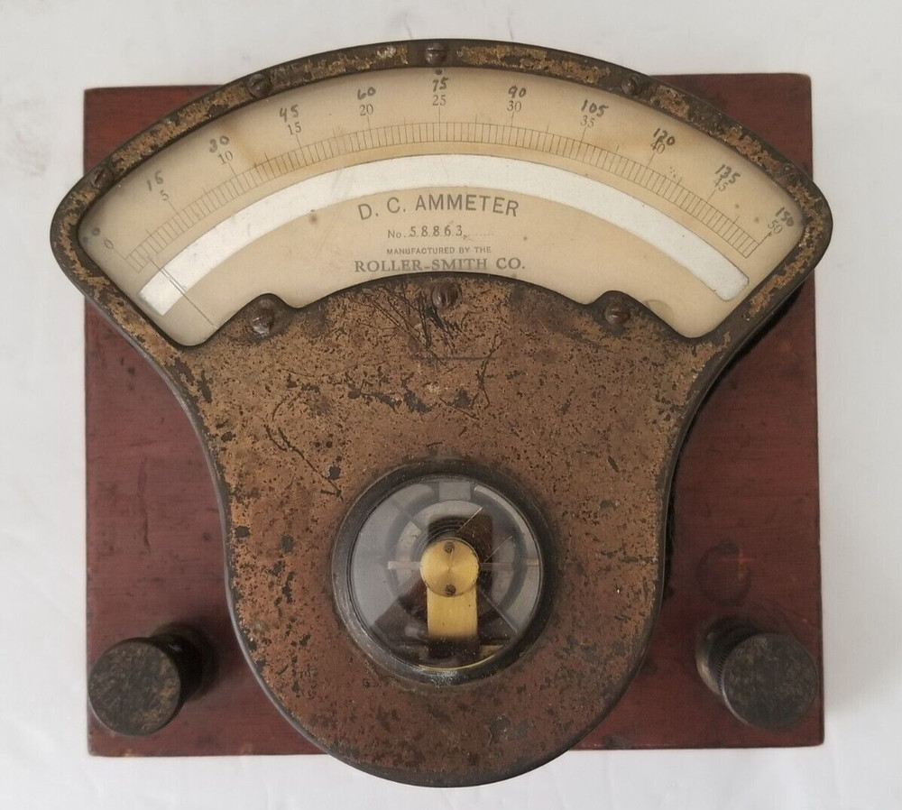 Roller Smith Direct Current Ammeter Meter USA Untested Steampunk Style