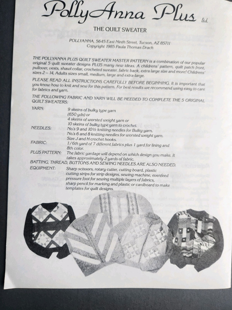 Polly Anna Plus The Quilt Sweater Pattern