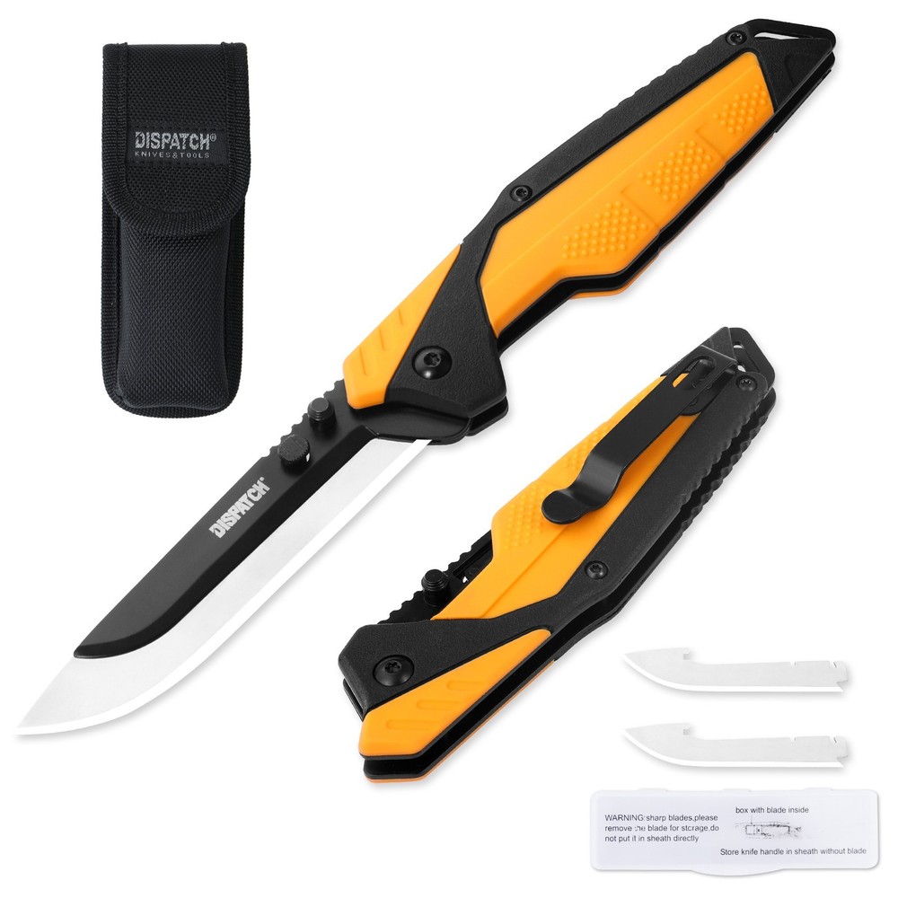 DISPATCH Replaceable Blade Folding Pocket Knife -3 Blades Hunting Knives