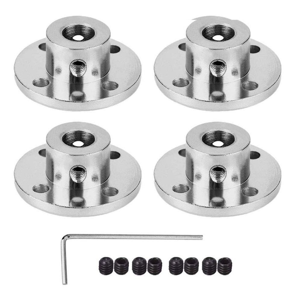 4Pcs 8mm Flange Coupling Connector, Rigid Guide Model Coupler 8mm, Silver