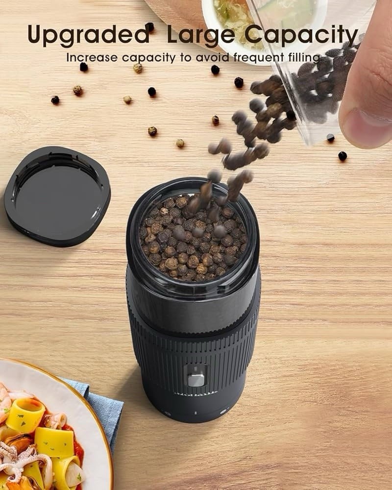 2PCS Electric Salt and Pepper Grinder Set Automatic Grinder w/ Rechargeable Base