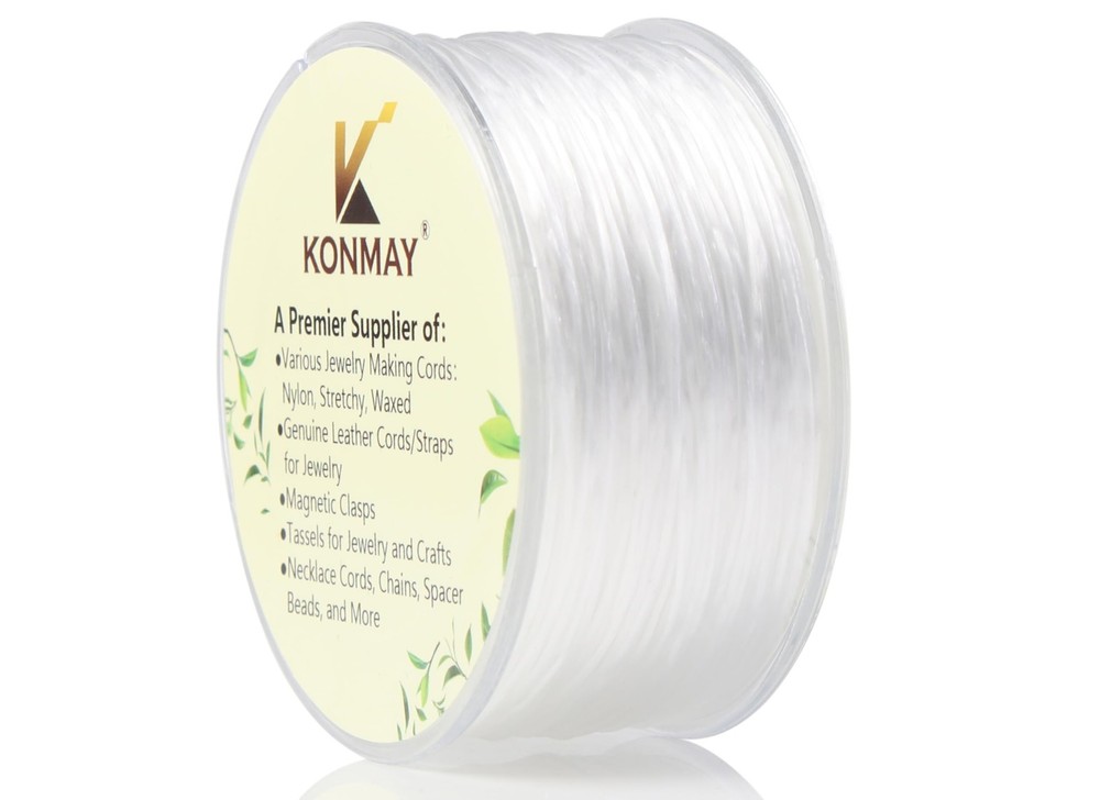 KONMAY 0.8mm White Spandex Elastic String with Flat 90 Yards,