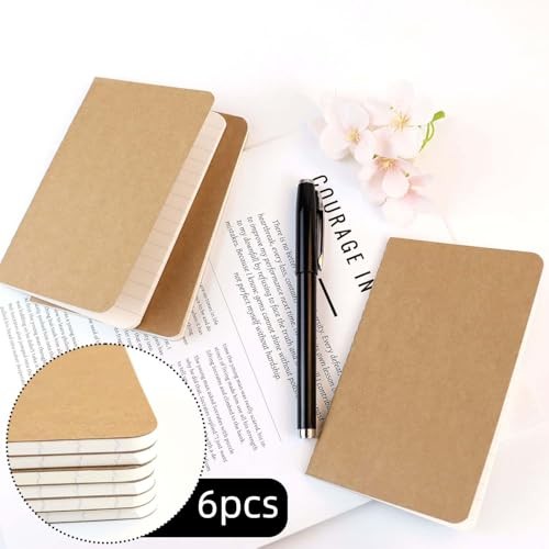 6 Pack Pocket Notebook Mini Notebooks Bulk 3.5 X 5.5 Inch Small Memo Notepad