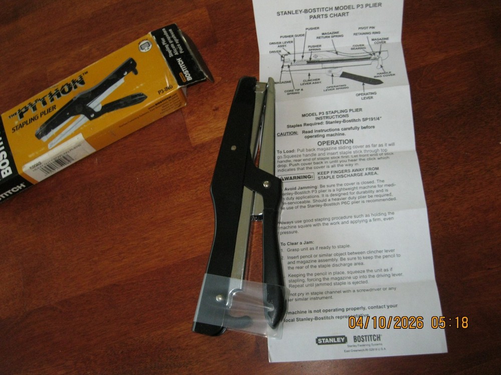 NIB Bostitch Python Stapling Plier P3-IND