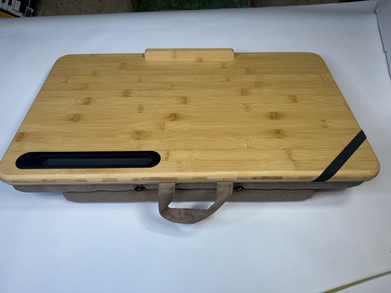 Wishacc Portable Bamboo Lap Desk Laptop Stand Working w/Handle Home Office Wood