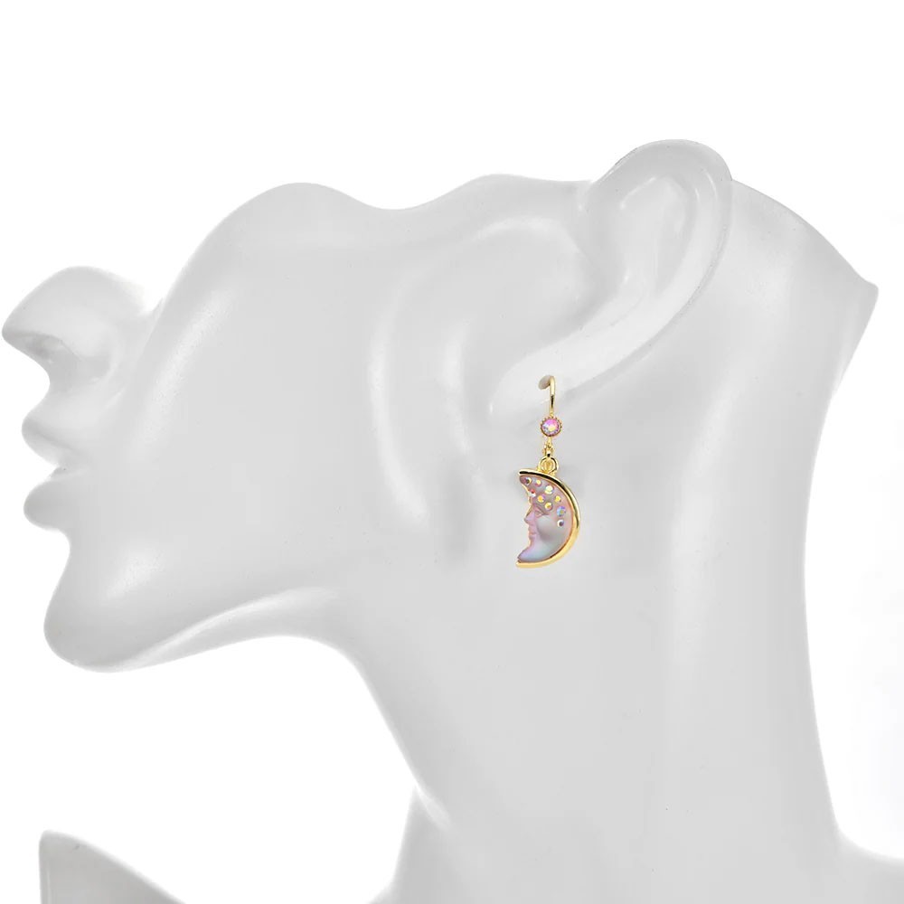 Kirks Folly Mystic Goddess Moon Shadow Leverback Earrings goldtone
