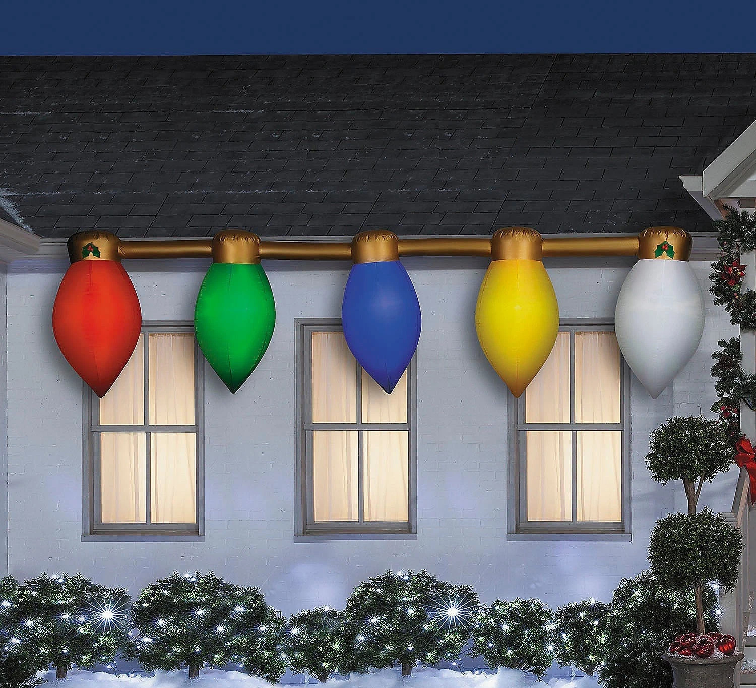 13 Ft. 5 3/4" Airblown Inflatable Hanging Multicolor Christmas Lightbulb String