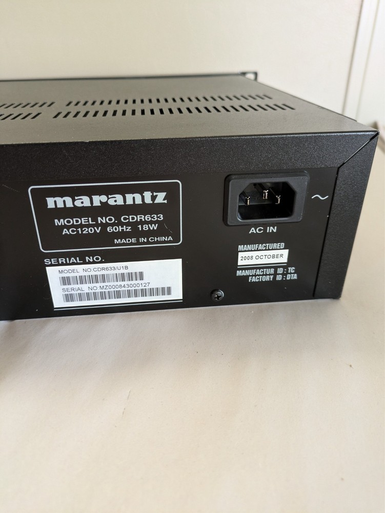 Marantz CDR633 Professional Rackmount Slot Loading CD Player Recorder Powers On