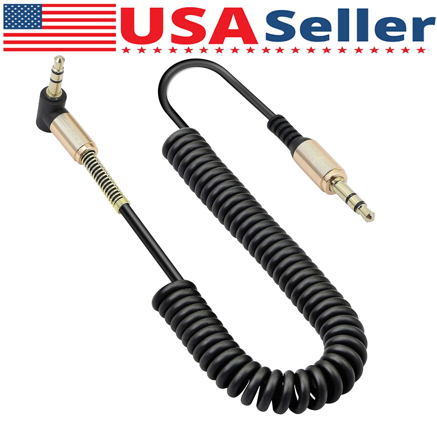 3.5mm Male to Male AUX Cable Cord L-Shaped Right Angle Car Audio Headphone Lot