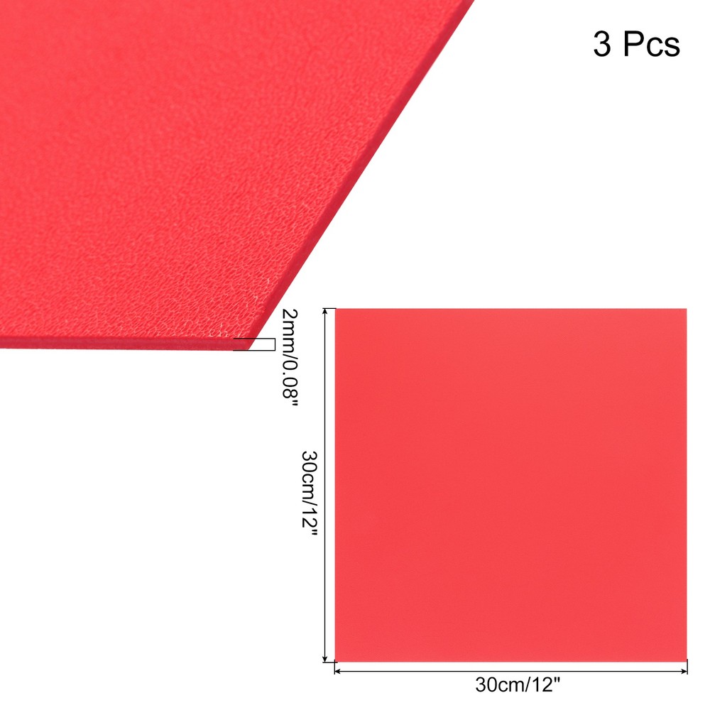 ABS Plastic Sheet 12 x 12",Flexible Sheets 1/12" Thick Leather Texture Red 3Pcs