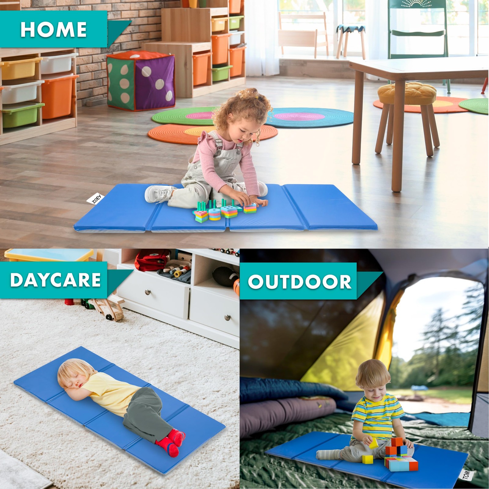 Four-Fold Rest Mat, 1-inch Thick Sleeping Mats for , Foam Foldable Cushion fo...