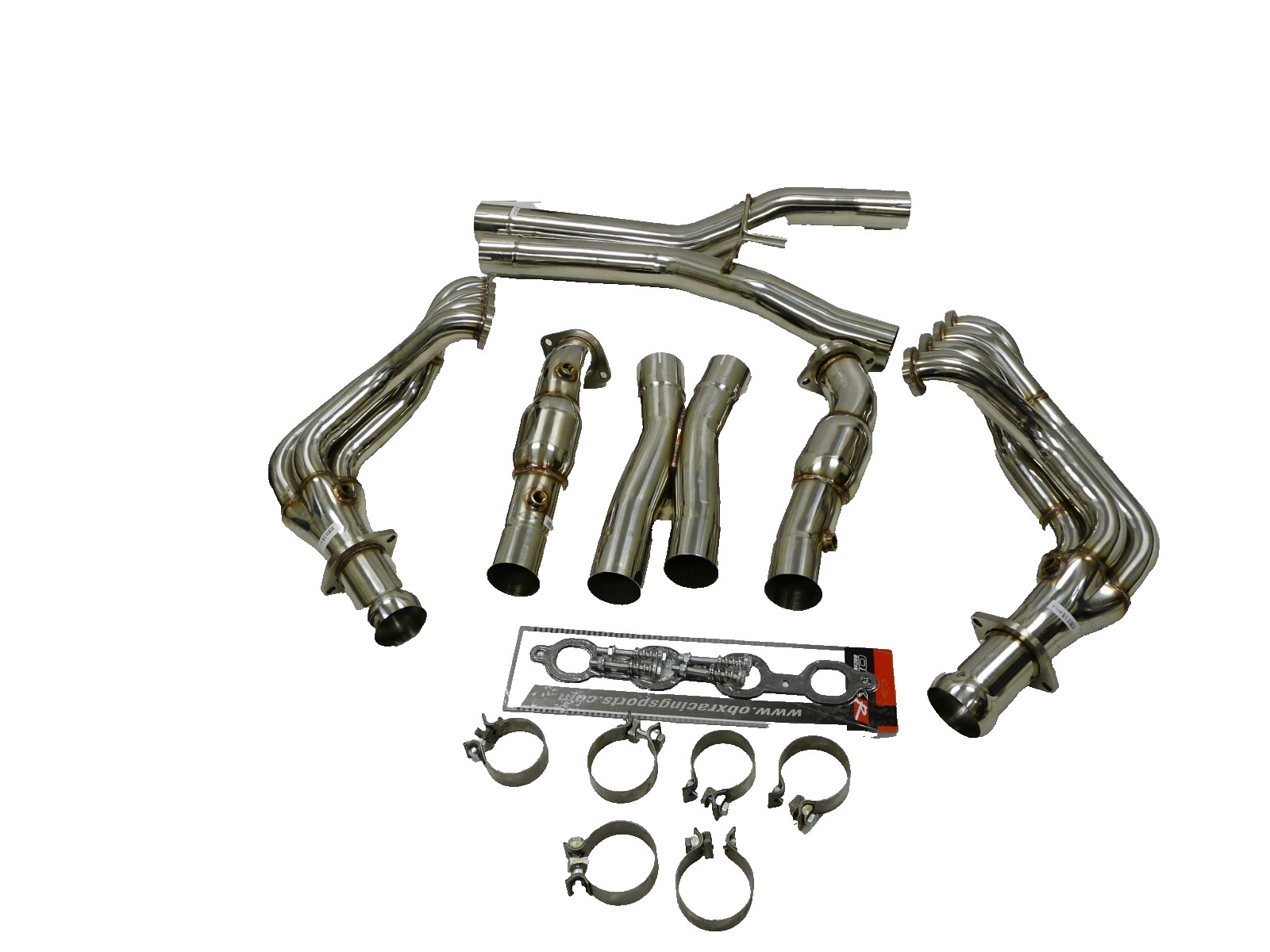 OBX Stainless 14-19 Chevy Corvette C7 6.2L Long Tube Manifold Green Catted XPipe