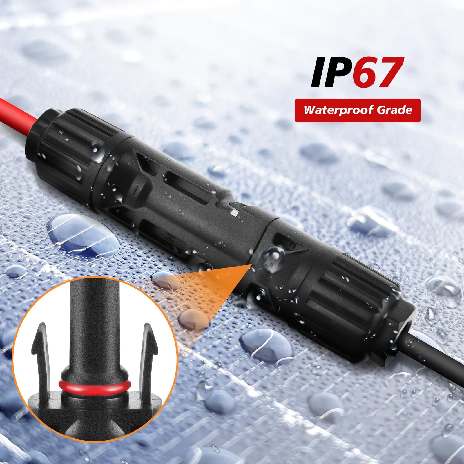 Solar to XT60 Extension Cable,12AWG/4mm² Panel Plug 2 FT, Black&Red