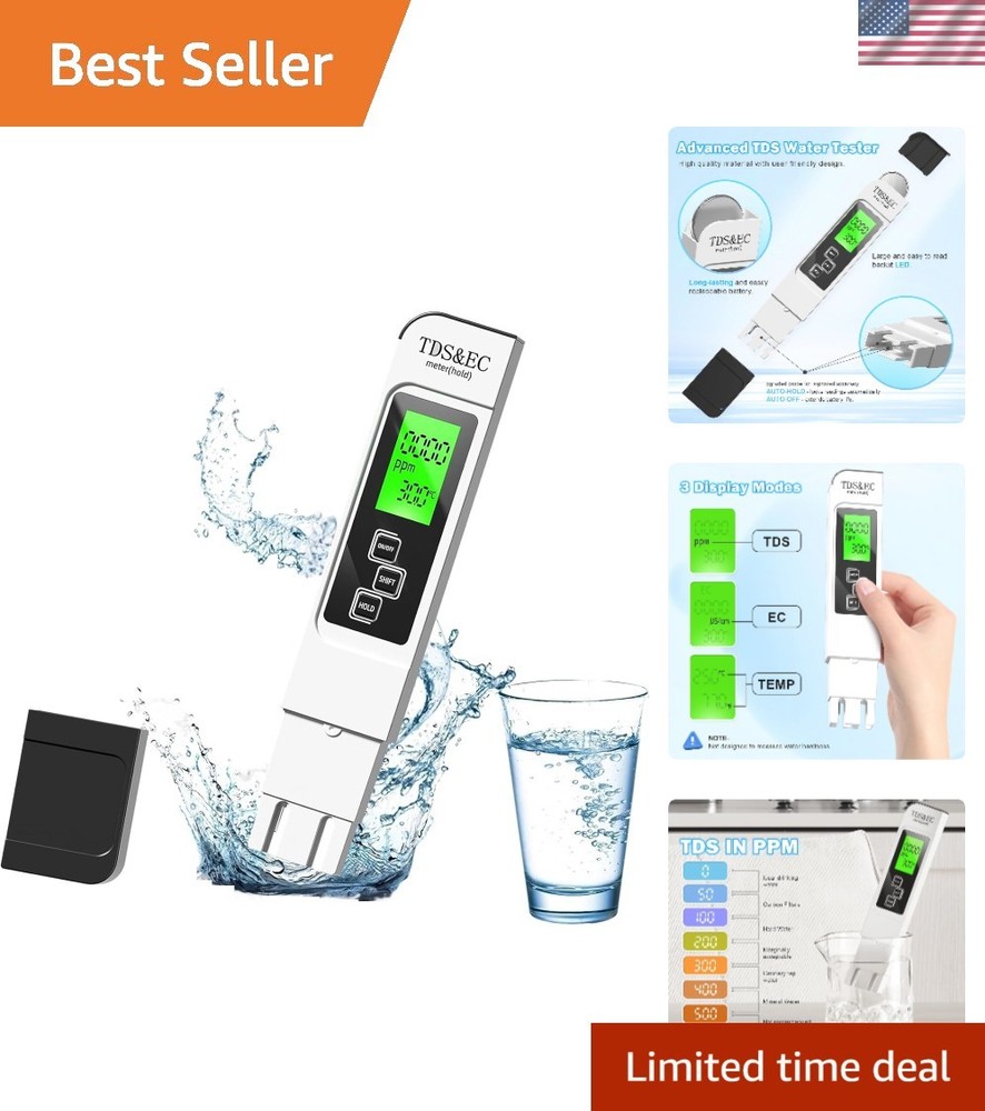 Reliable 4 in 1 TDS Meter with Backlit LCD for Accurate Water Quality Testing