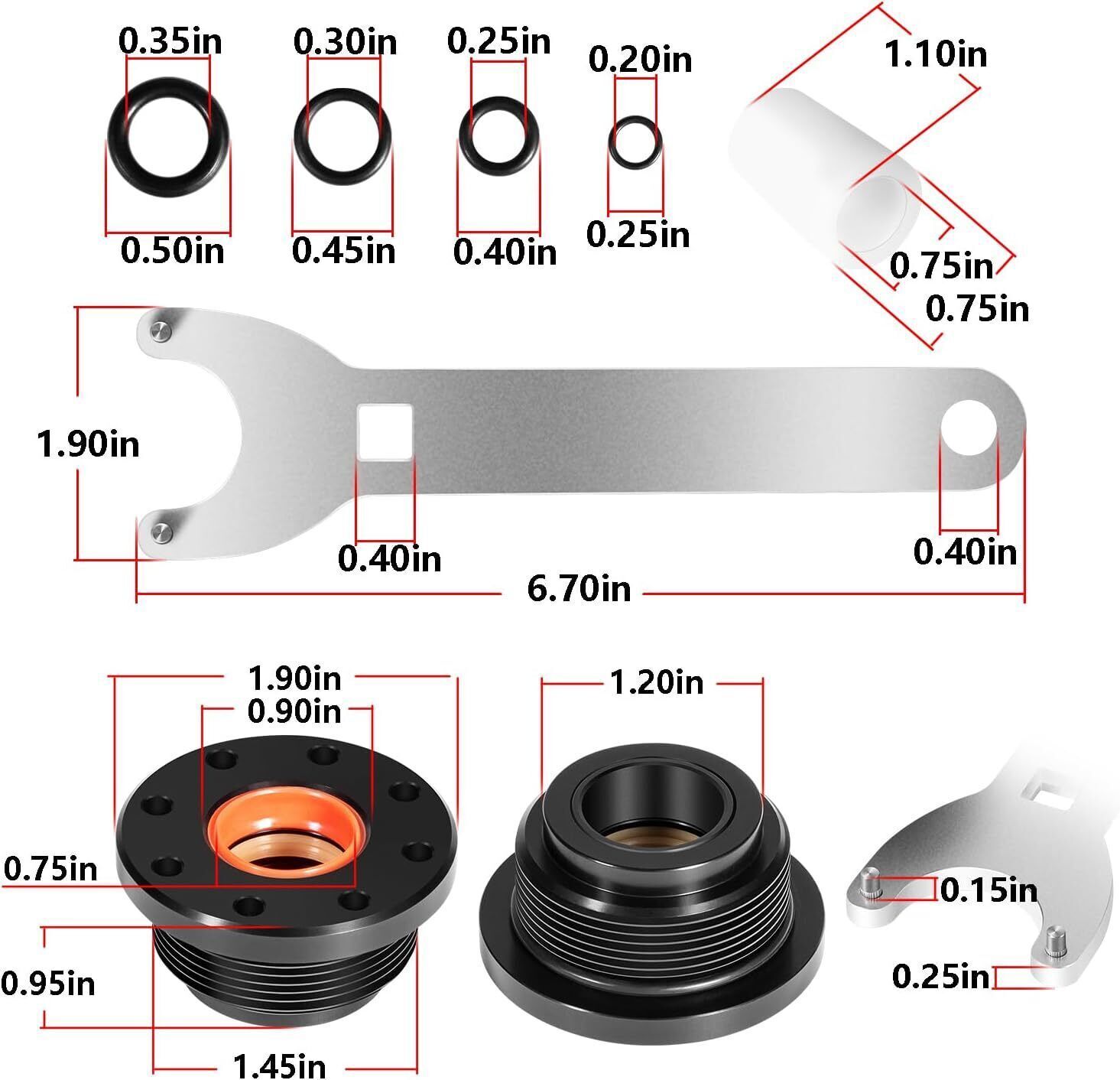 Front Mount Hydraulic Steering Cylinder Seal Kit for SeaStar HC5345 HS5157