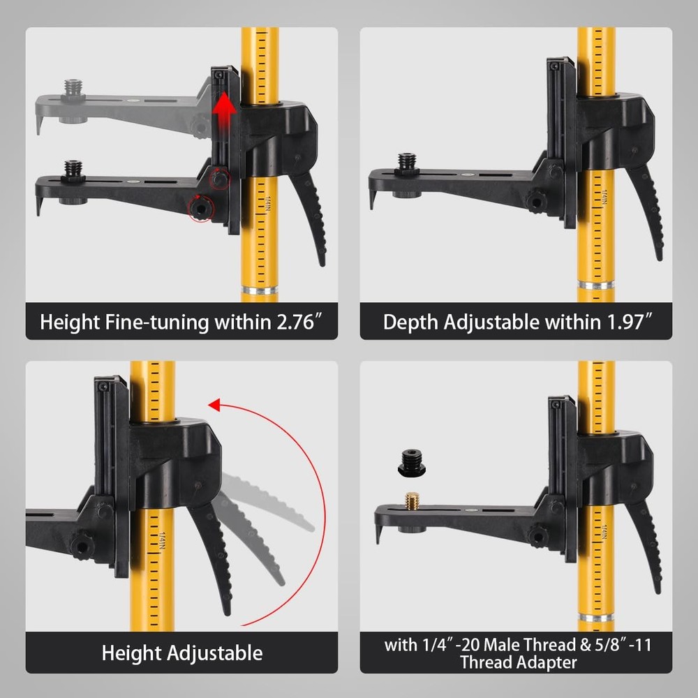 Fancyall Laser Level Pole with Tripod, Telescoping 4.2m, Yellow