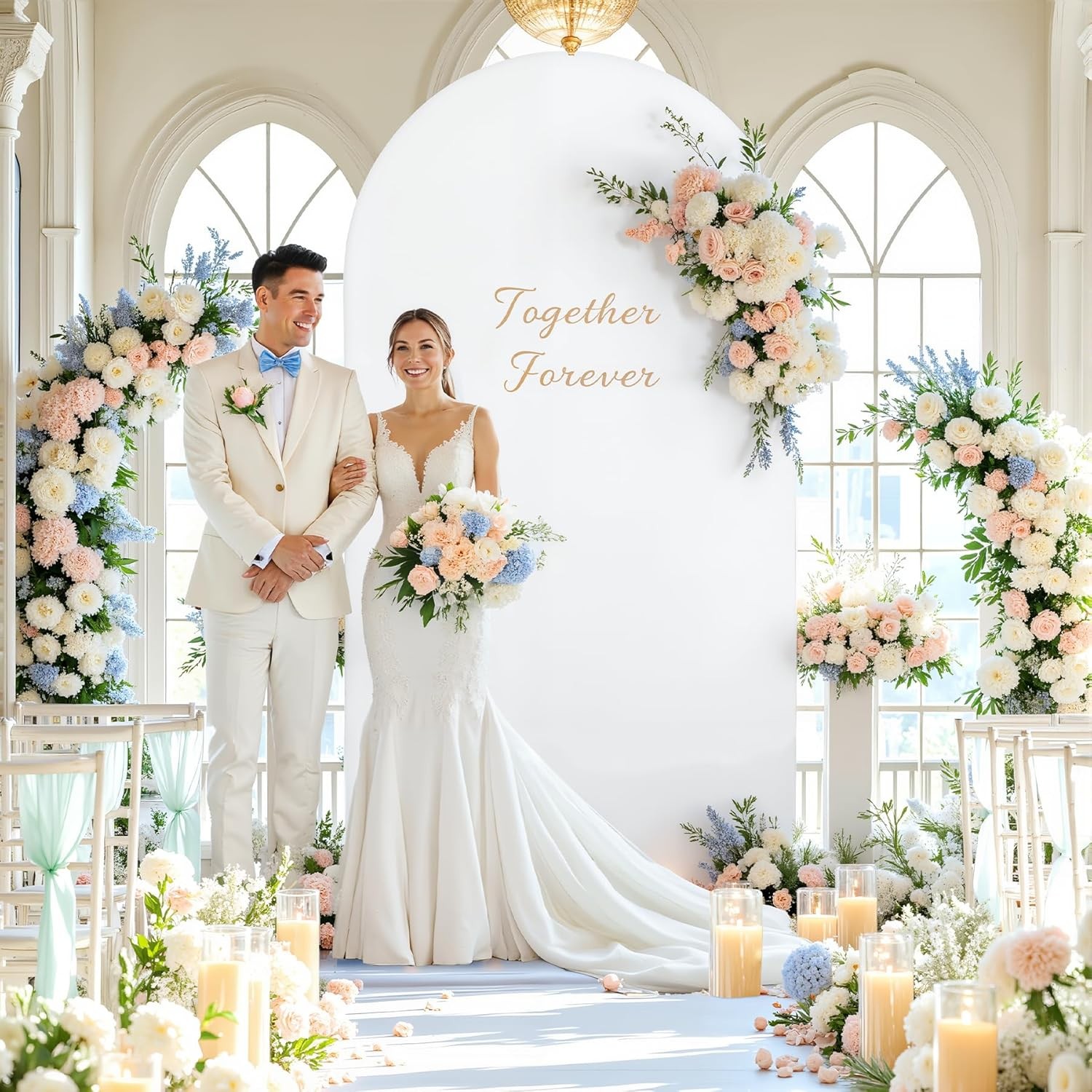 Spandex Arch Cover Zippered Archway Backdrop for Wedding Party Photoshoot4-7.2FT