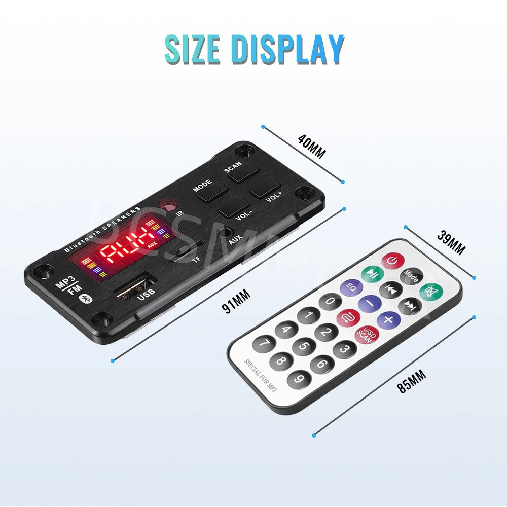 2x25W Amplifier Bluetooth 5.0 MP3 Player Decoder Board 12V Car FM Speaker Module