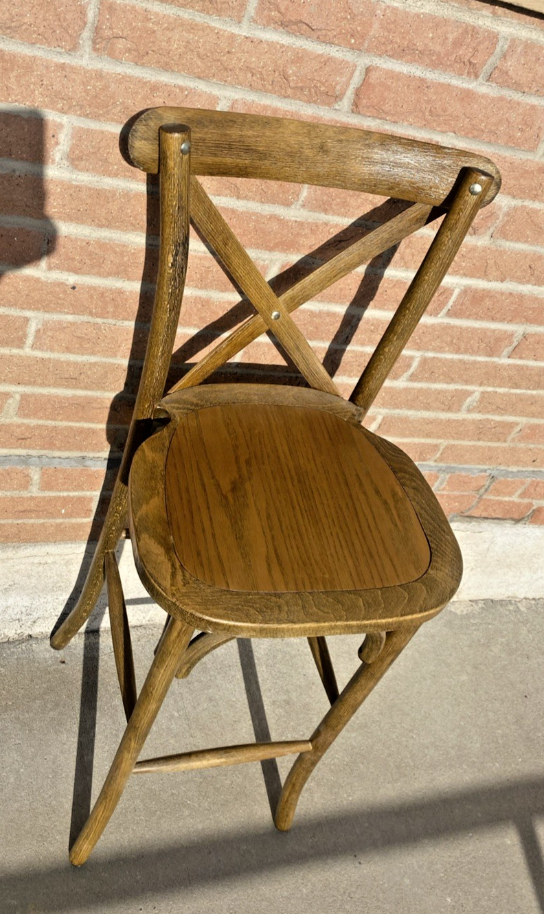Bistro Style Cross Back Espresso Wood Restaurant Barstool