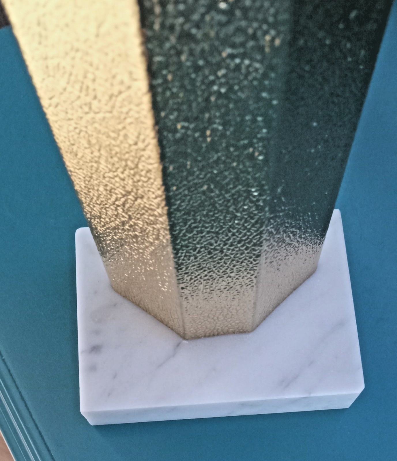 Vtg MCM Deco Italian Marble Baseball Softball Trophy Gold Metal Mid Century EUC