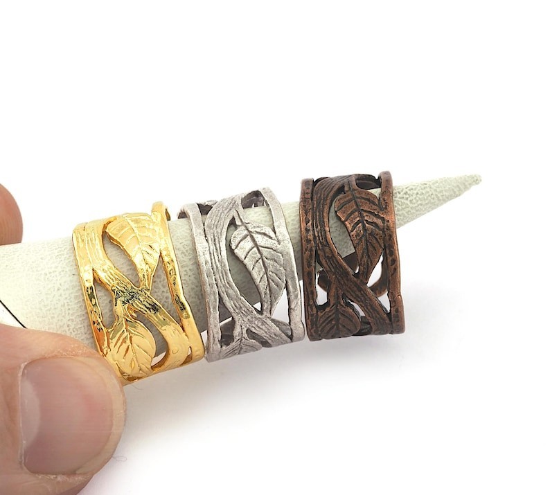 Leaf Ring Adjustable Raw Brass or Plated (9US size) 2817
