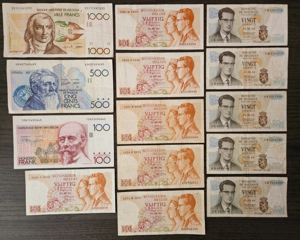 Lot Belgium 2000 francs banknotes