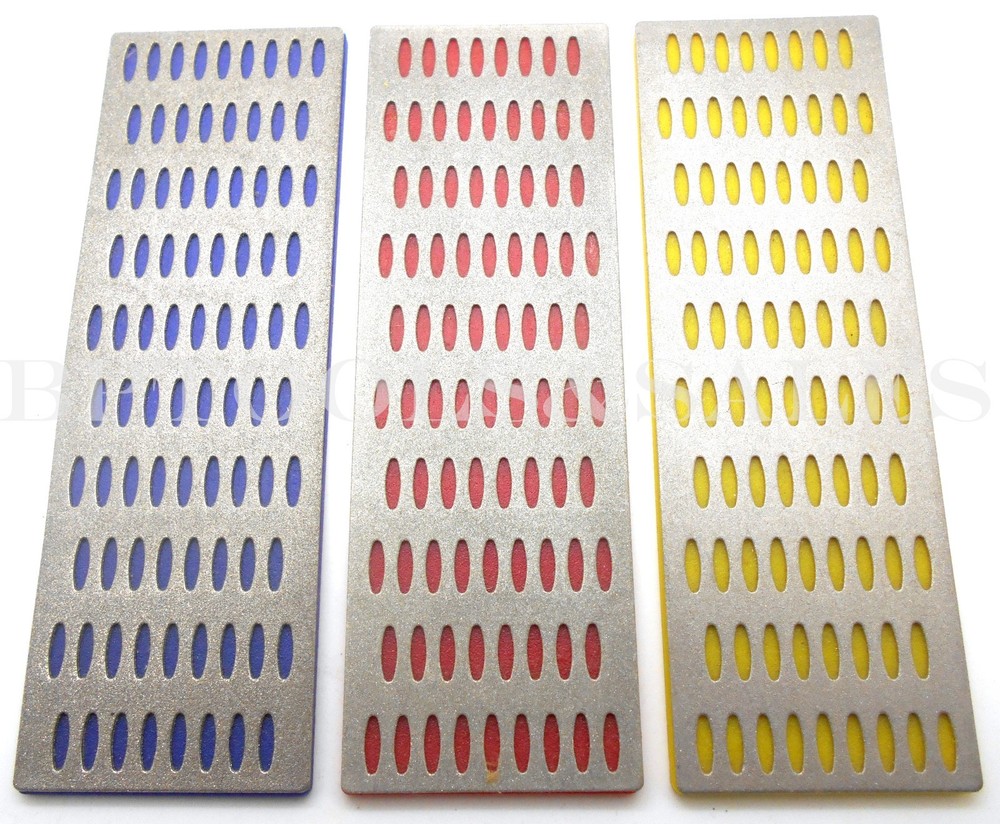 3pc Large Diamond Sharpening Hone Set Stone Whetstone Block Kitchen Knife