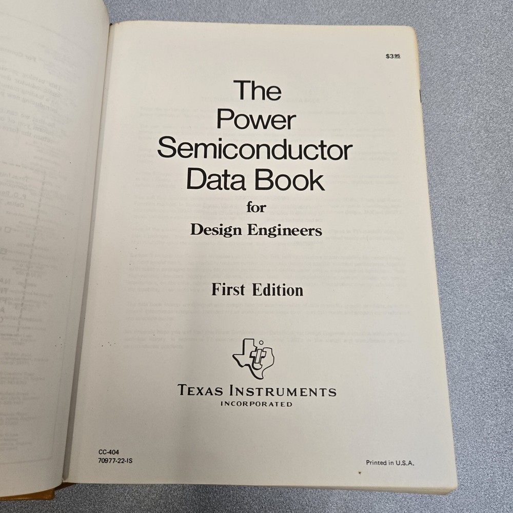 Texas Instruments Power Semiconductor Data Book Design Engineers 1973 First
