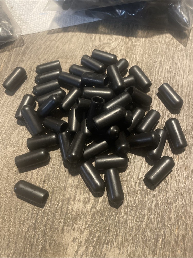 3/8 Rubber Hose End Cap Screw Thread Protector Cover Black 50pc