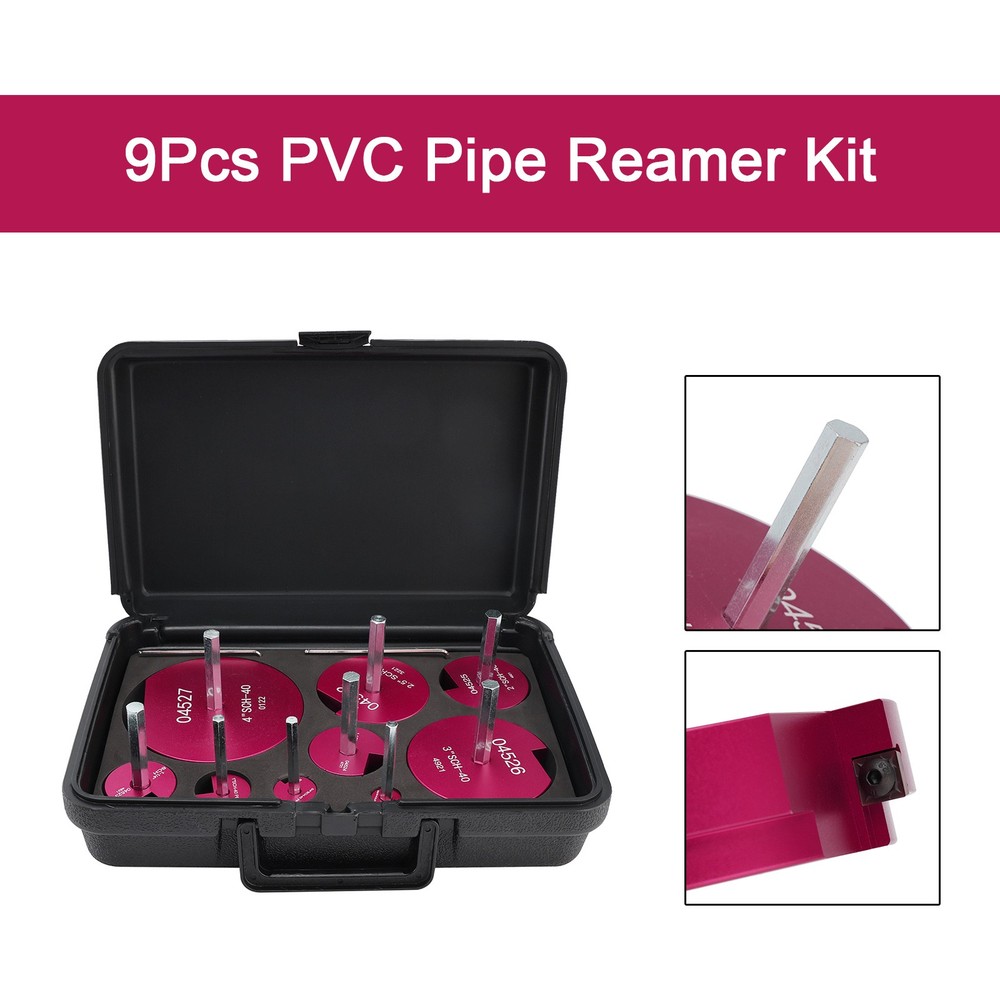 9PCS PVC Pipe Reamer Kit Fitting Socket Saver SCH Plumbing Tools For 1/2" Drills