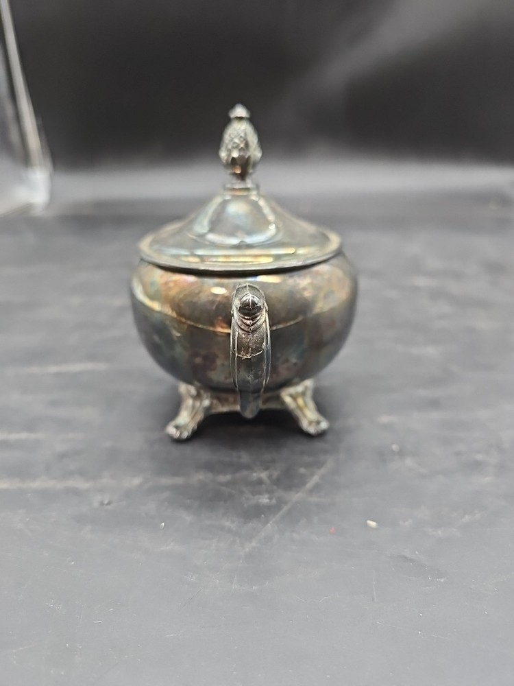 Silverplate Footed Sugar Bowl Vtg Unmarked