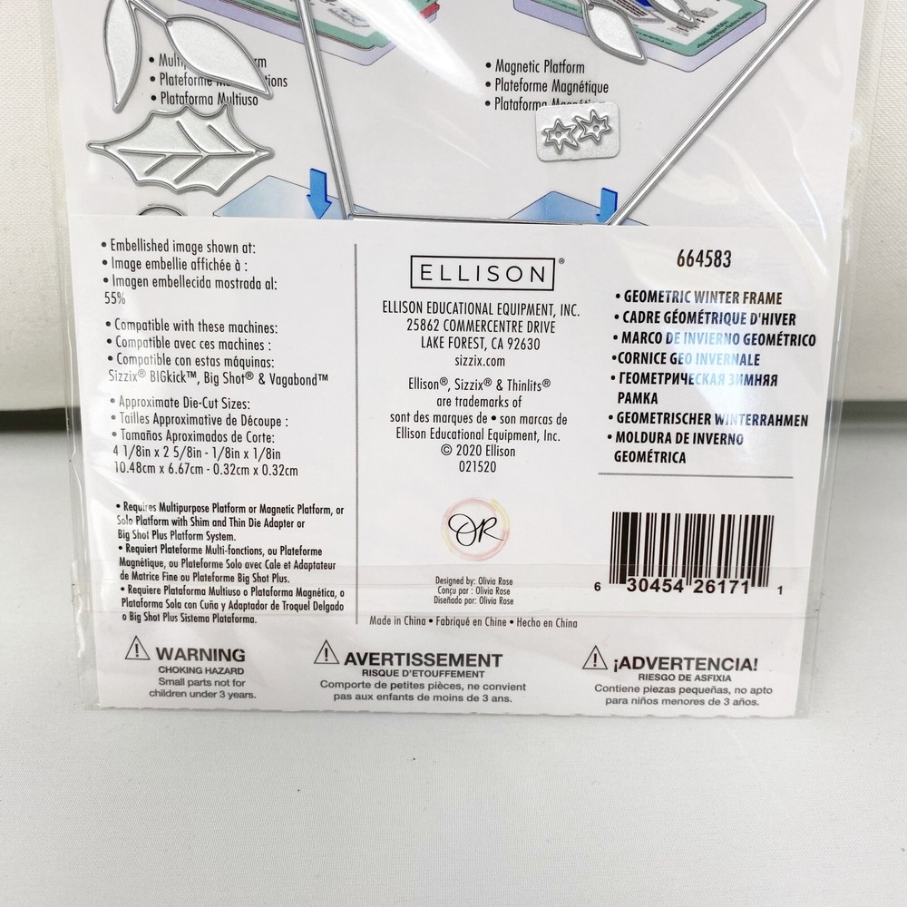 Sizzix Thinlits Geometric Winter Frame Cutting Dies by Olivia Rose 664583 NEW