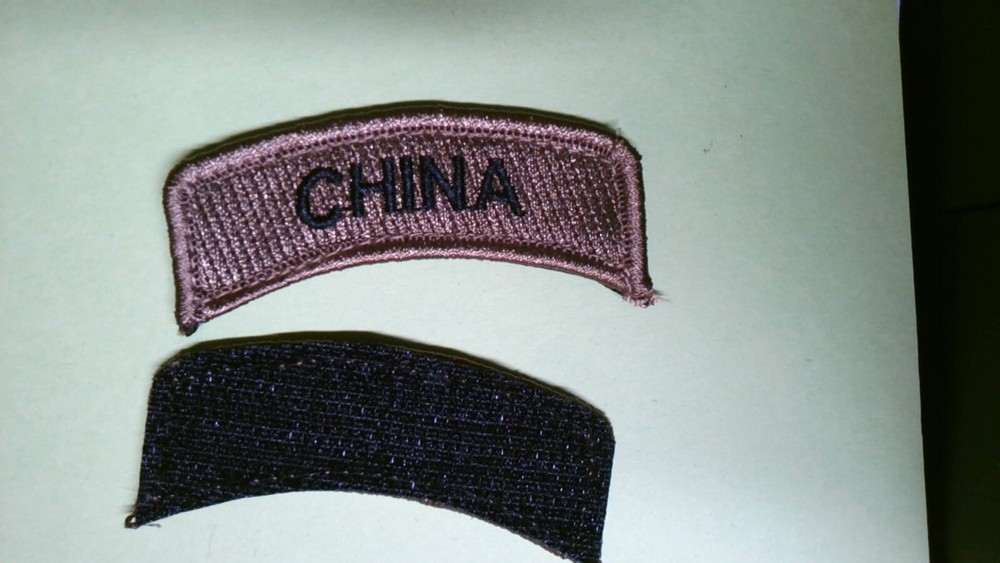 MILITARY PATCH TAB 2 1/2 INCHES HOOK AND LOOP THAT SAYS CHINA
