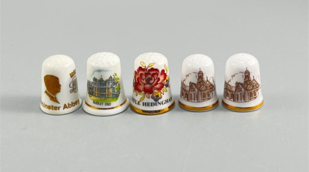 Lot of 5 Assorted Bone China Thimbles