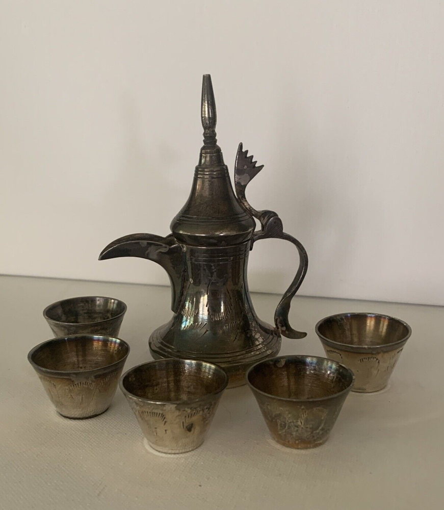 VINTAGE ETCHED MIDDLE EASTERN COFFEE TEA SET
