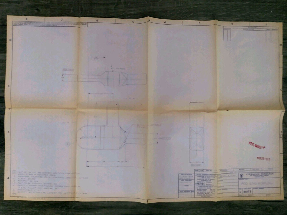 1968 Original Hydraulic Research Blueprint