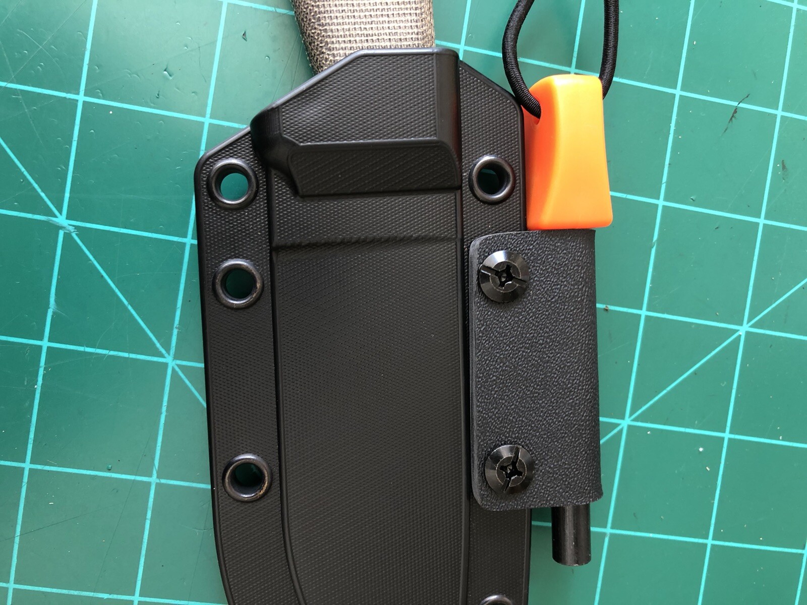 5/16 Ferro Rod Loop For Ka-Bar BK2 & Esee Color Is Black, Includes Chicago Screw