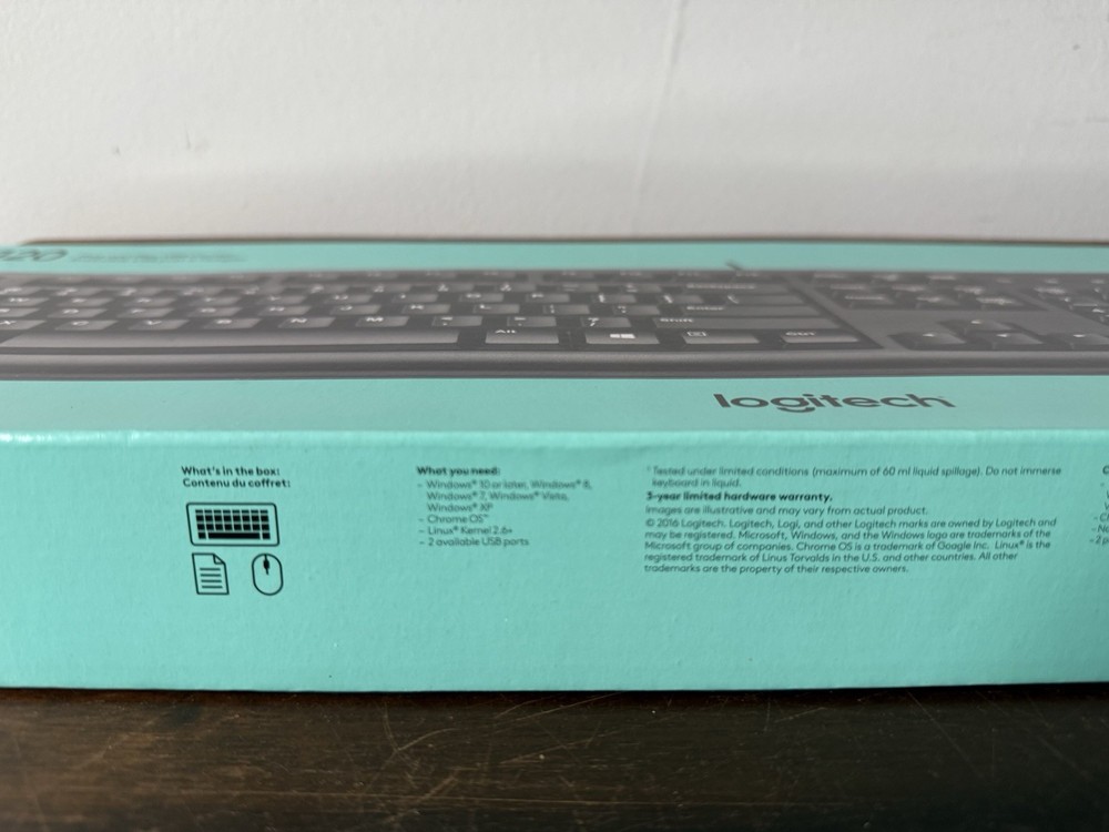 NEW Logitech Desktop MK120 USB Wired Mouse & Keyboard Combo Comfortable PC & Mac