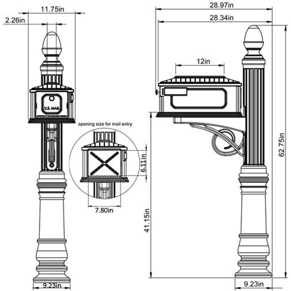 Gibraltar Mailboxes SC000B01 Stratford, Medium, Black