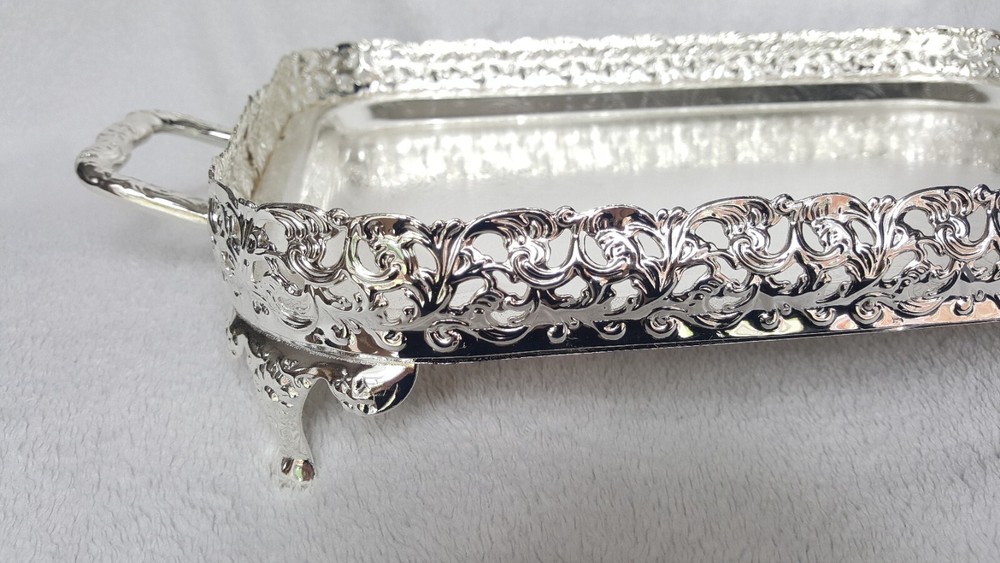 Silver Rectangular 40cm Large Tray Wedding VIP Decoration Italian Indian Style
