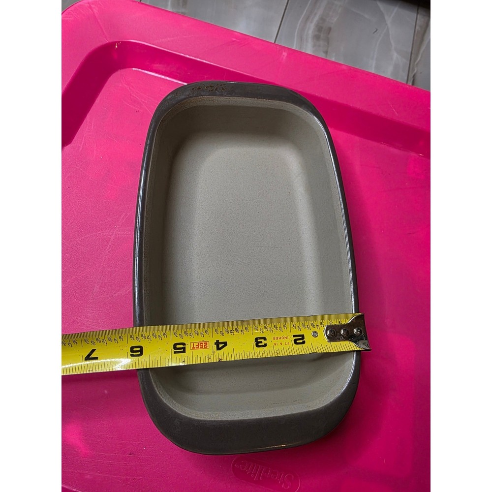 Pampered Chef Stoneware Loaf Pan 1164 Gray Glazed Rectangular Baker 1 Qt Lid