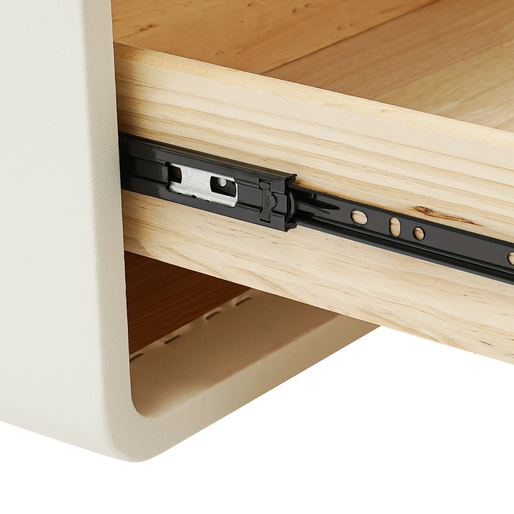 2-Drawer Minimalist Bedside Table, Nightstand with Microfibre Leather Wrap