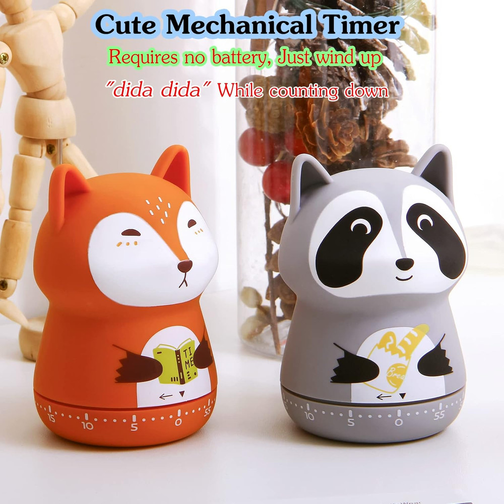 Mechanical Kitchen Timer - Cute Animal Wind up 60 Minutes Manual Countdown Timer