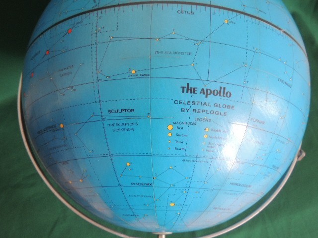 NICE 12" Apollo Celestial Globe 1971 Replogle Rotating Stars Constellations Blue